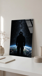 Astronot ve Dünya Yansıması Temalı Cam Tablo | Vitraum