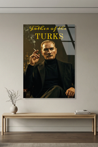 Atatürk Cam Tablo - Father of the Turks Yazılı Modern Tasarım | Vitraum