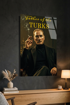 Atatürk Cam Tablo - Father of the Turks Yazılı Modern Tasarım | Vitraum