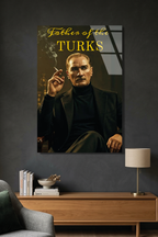 Atatürk Cam Tablo - Father of the Turks Yazılı Modern Tasarım | Vitraum