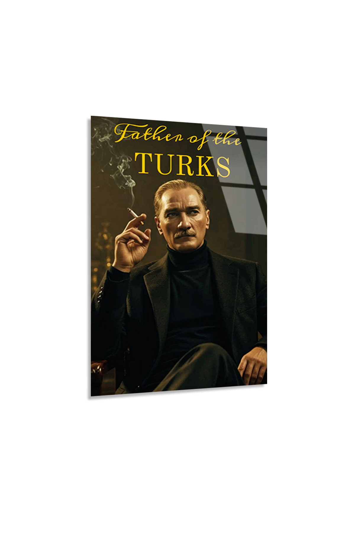 Atatürk Cam Tablo - Father of the Turks Yazılı Modern Tasarım | Vitraum