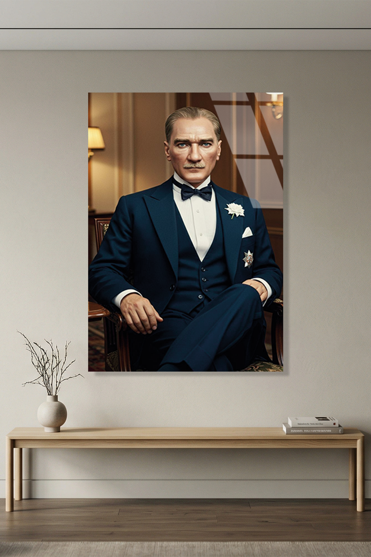 Atatürk Cam Tablo - Smokinli Klasik Portre Tasarımı | Vitraum