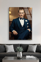 Atatürk Cam Tablo - Smokinli Klasik Portre Tasarımı | Vitraum