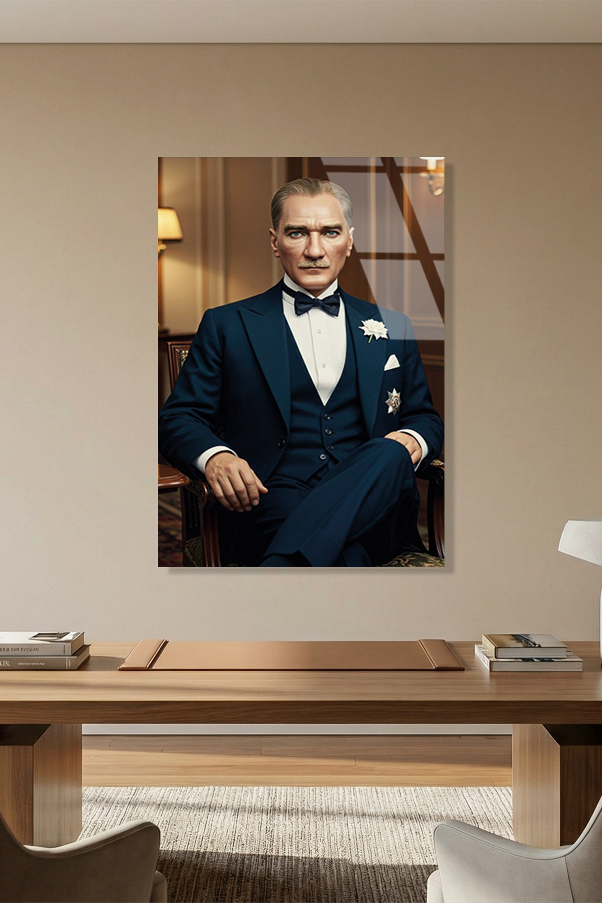 Atatürk Cam Tablo - Smokinli Klasik Portre Tasarımı | Vitraum
