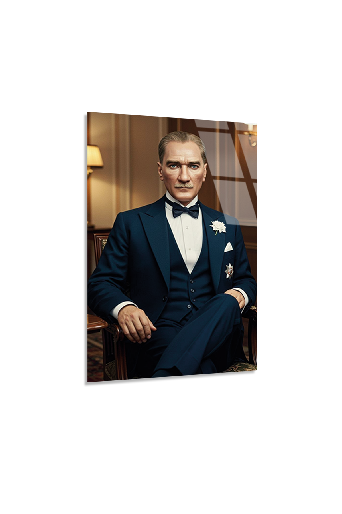 Atatürk Cam Tablo - Smokinli Klasik Portre Tasarımı | Vitraum