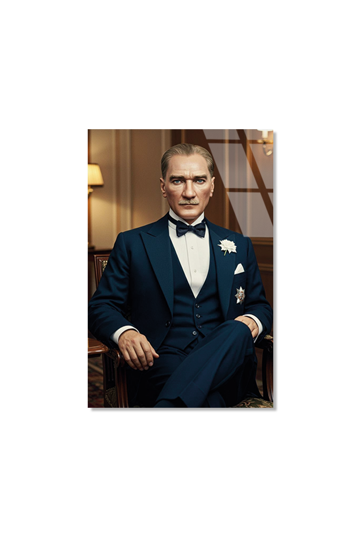 Atatürk Cam Tablo - Smokinli Klasik Portre Tasarımı | Vitraum