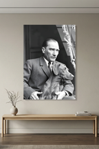 Atatürk ve Köpeği Fox Nostalji Cam Tablo | Vitraum