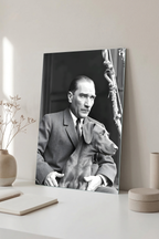 Atatürk ve Köpeği Fox Nostalji Cam Tablo | Vitraum