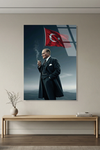Atatürk ve Türk Bayrağı Cam Tablo | Vitraum