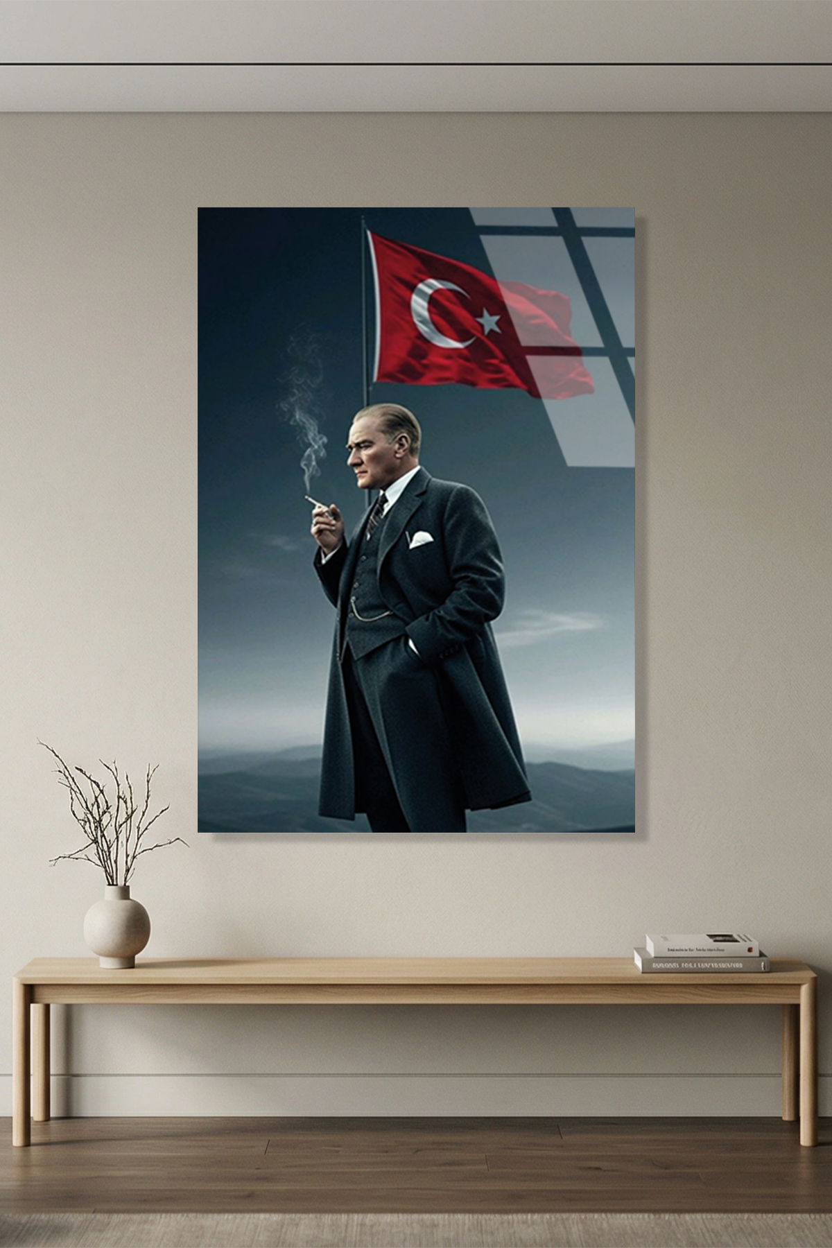 Atatürk ve Türk Bayrağı Cam Tablo | Vitraum