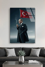 Atatürk ve Türk Bayrağı Cam Tablo | Vitraum