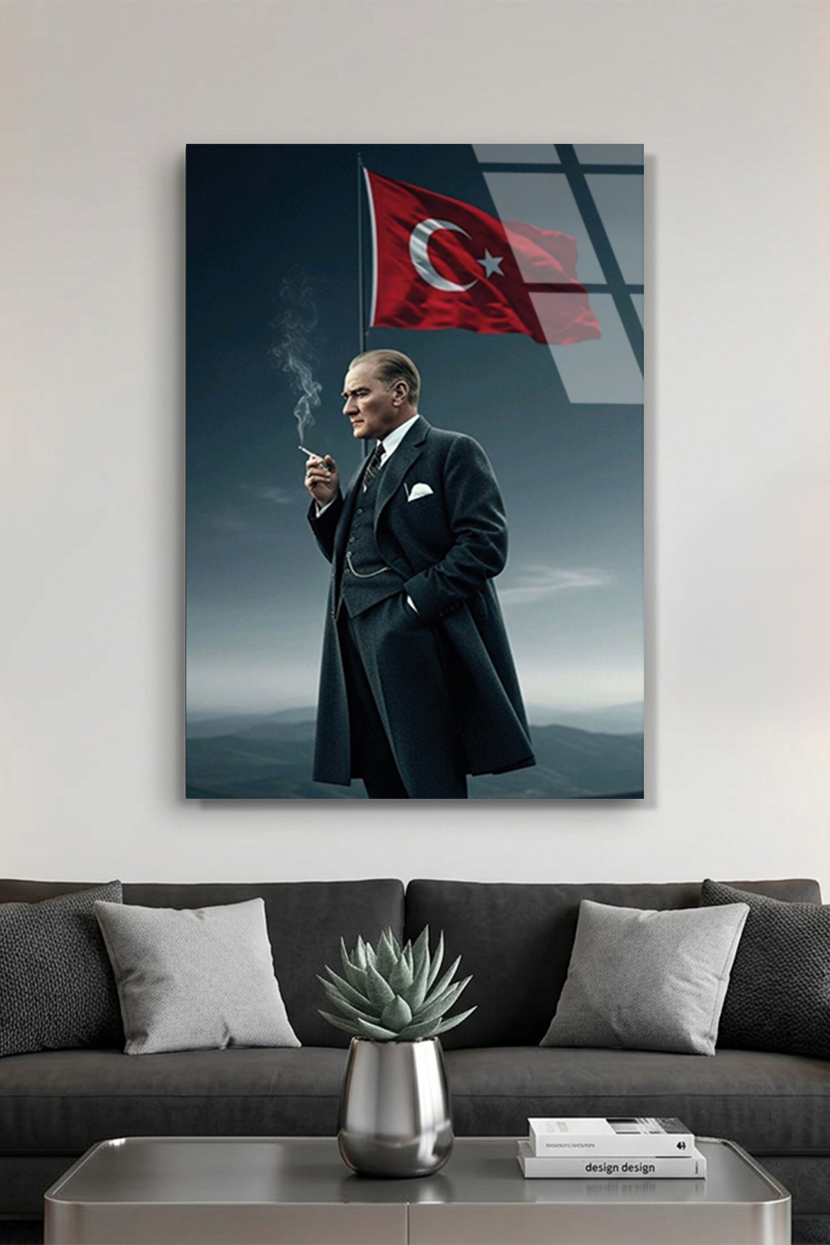 Atatürk ve Türk Bayrağı Cam Tablo | Vitraum