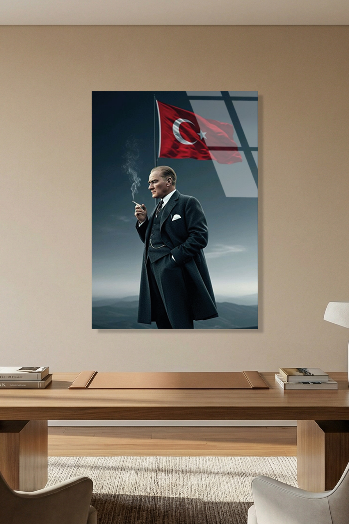 Atatürk ve Türk Bayrağı Cam Tablo | Vitraum