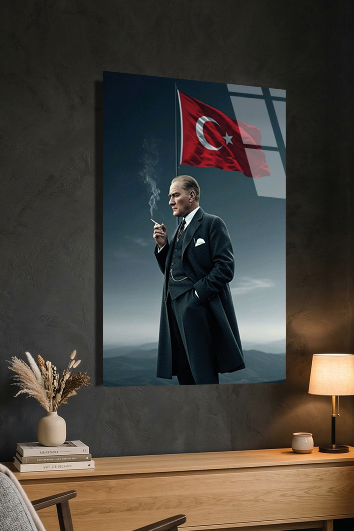 Atatürk ve Türk Bayrağı Cam Tablo | Vitraum