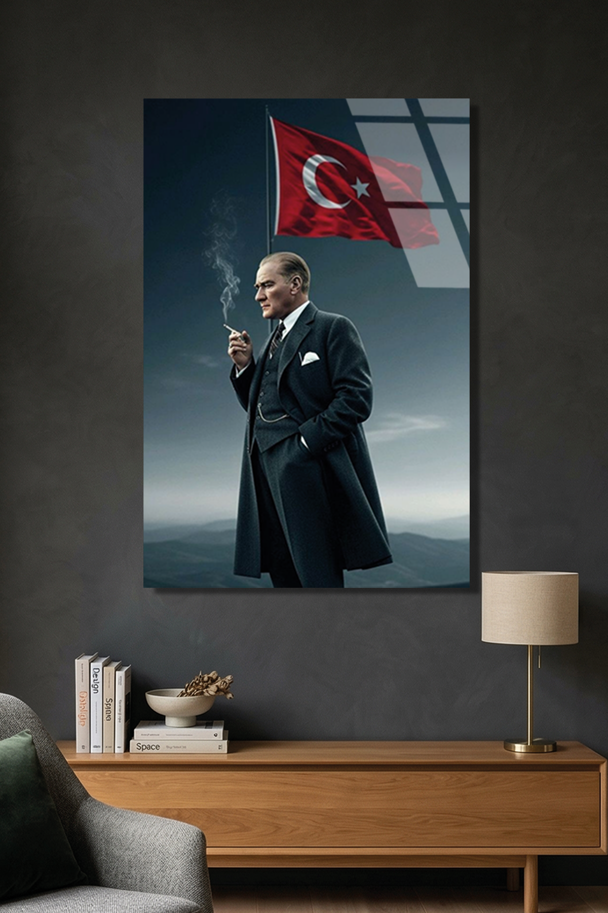 Atatürk ve Türk Bayrağı Cam Tablo | Vitraum