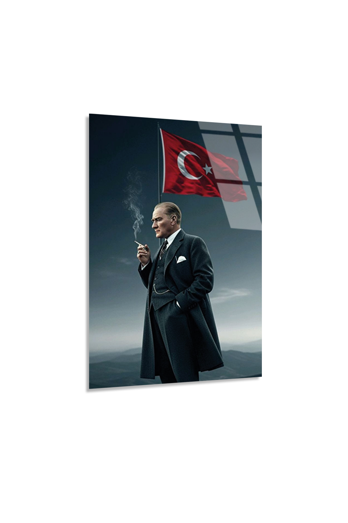 Atatürk ve Türk Bayrağı Cam Tablo | Vitraum