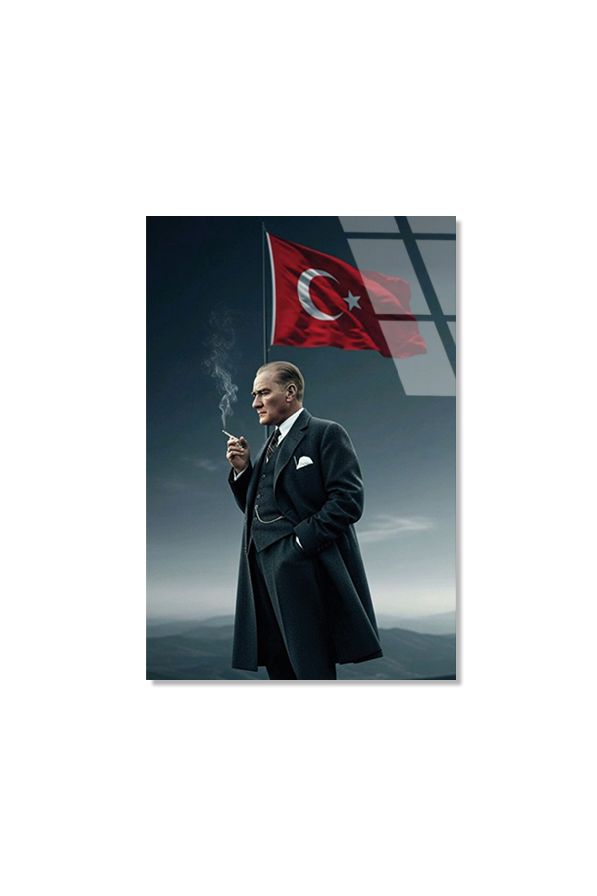 Atatürk ve Türk Bayrağı Cam Tablo | Vitraum