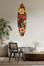 Bohem Tarz Renkli Floral Sörf Tahtası Metal Tablo
