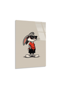Bugs Bunny Tarzı Havalı Gözlüklü Tavşan Pop Art Cam Tablo