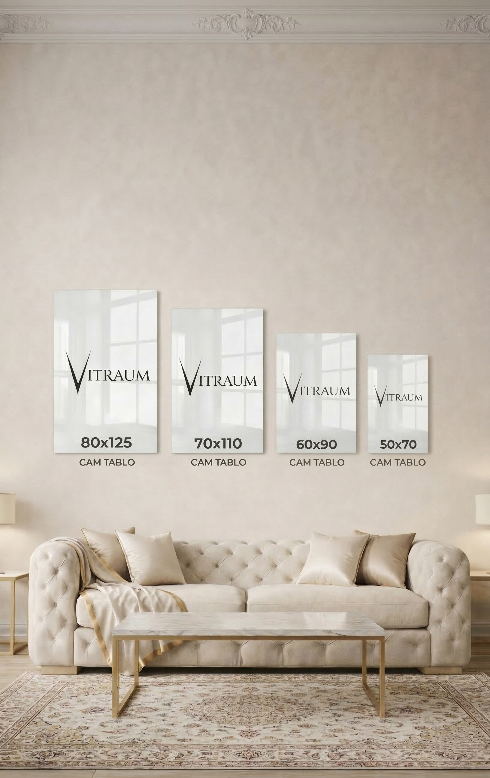 Van Gogh Stili Yıldızlı Gece ve Gotik Sato Yansıması Cam Tablo