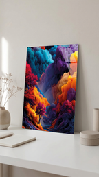 Dinamik Renk Patlaması Soyut Sanat Cam Tablo | Vitraum