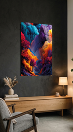 Dinamik Renk Patlaması Soyut Sanat Cam Tablo | Vitraum