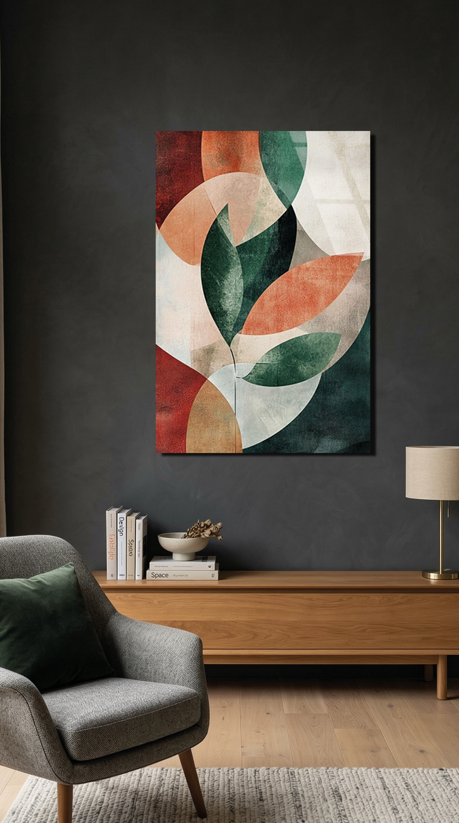 Geometrik Soyut Duvar Sanatı Pastel Renkler Cam Tablo