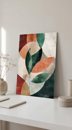 Geometrik Soyut Duvar Sanatı Pastel Renkler Cam Tablo