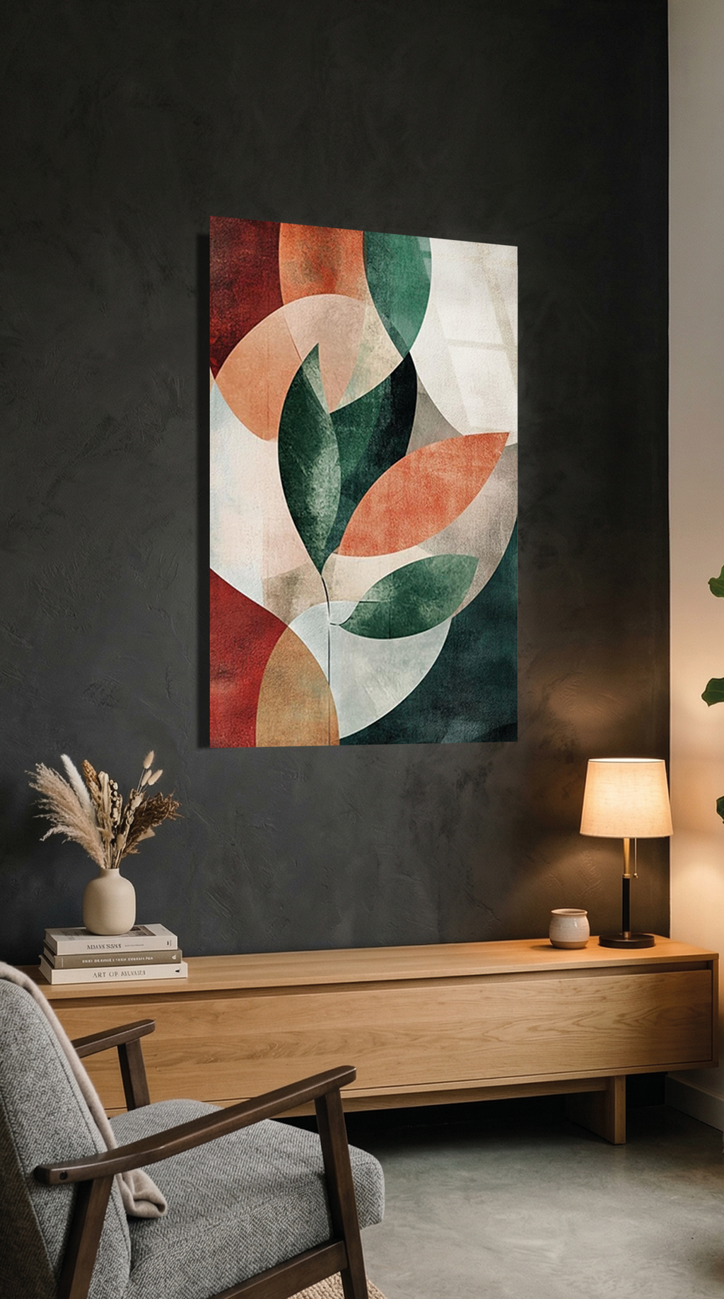 Geometrik Soyut Duvar Sanatı Pastel Renkler Cam Tablo