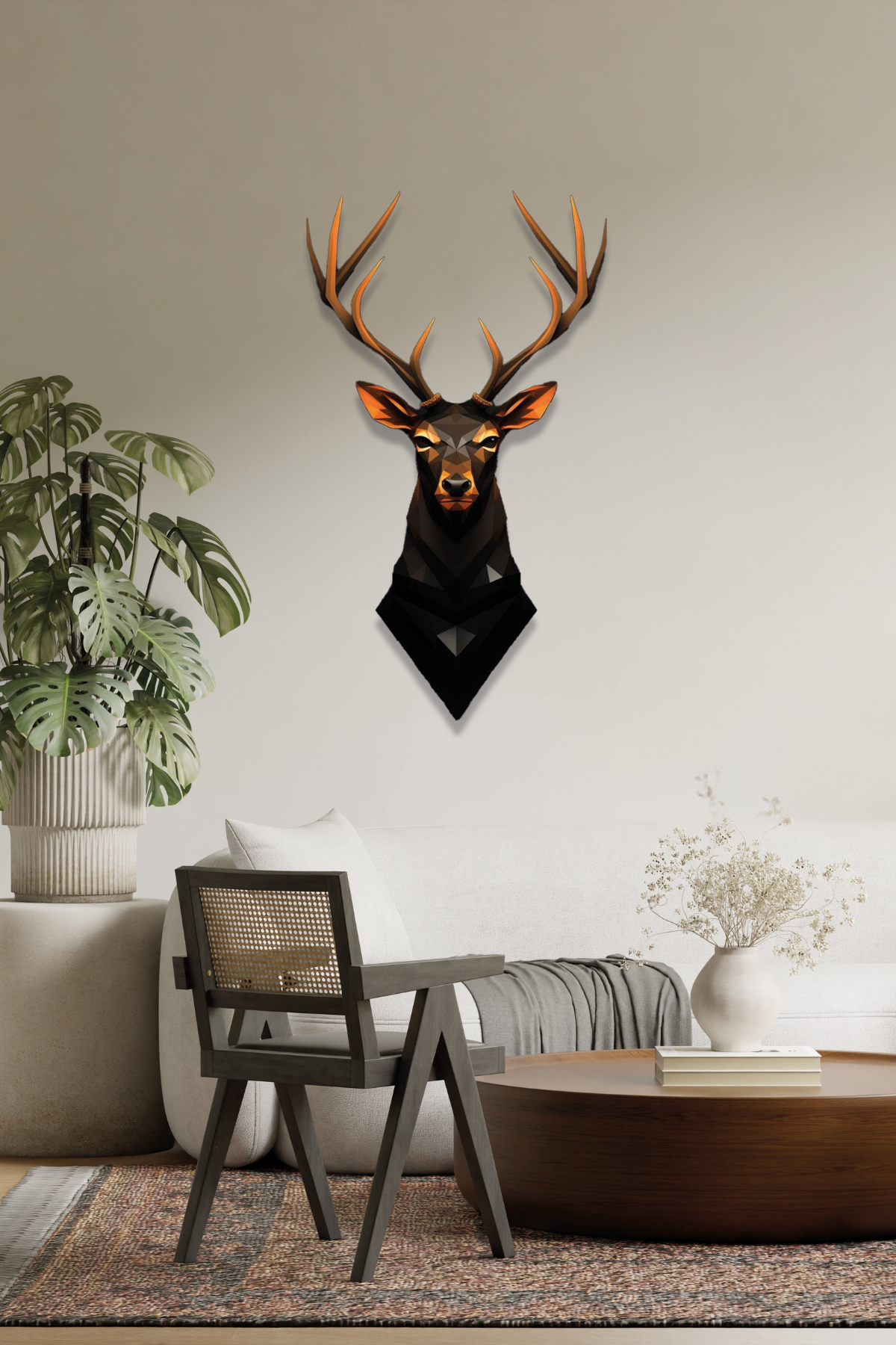 Geyik Figürü Modern Tasarim Metal Tablo