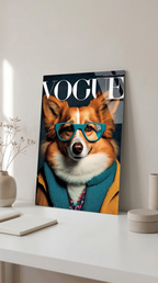 Gözlüklü Corgi Köpek Cam Tablo – Alternatif Görsel