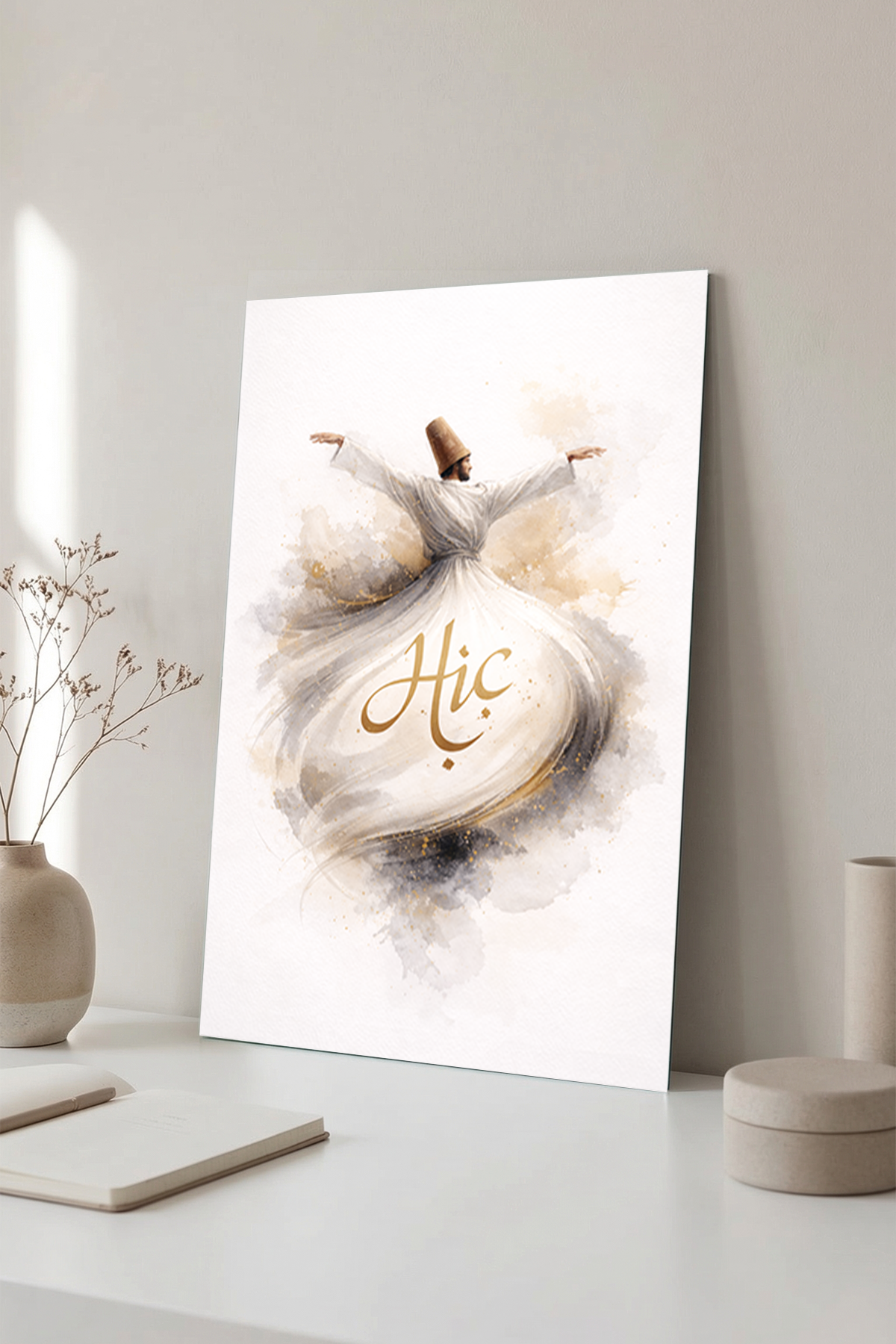 'Hiç' Yazılı Mevlana Cam Tablo | Vitraum