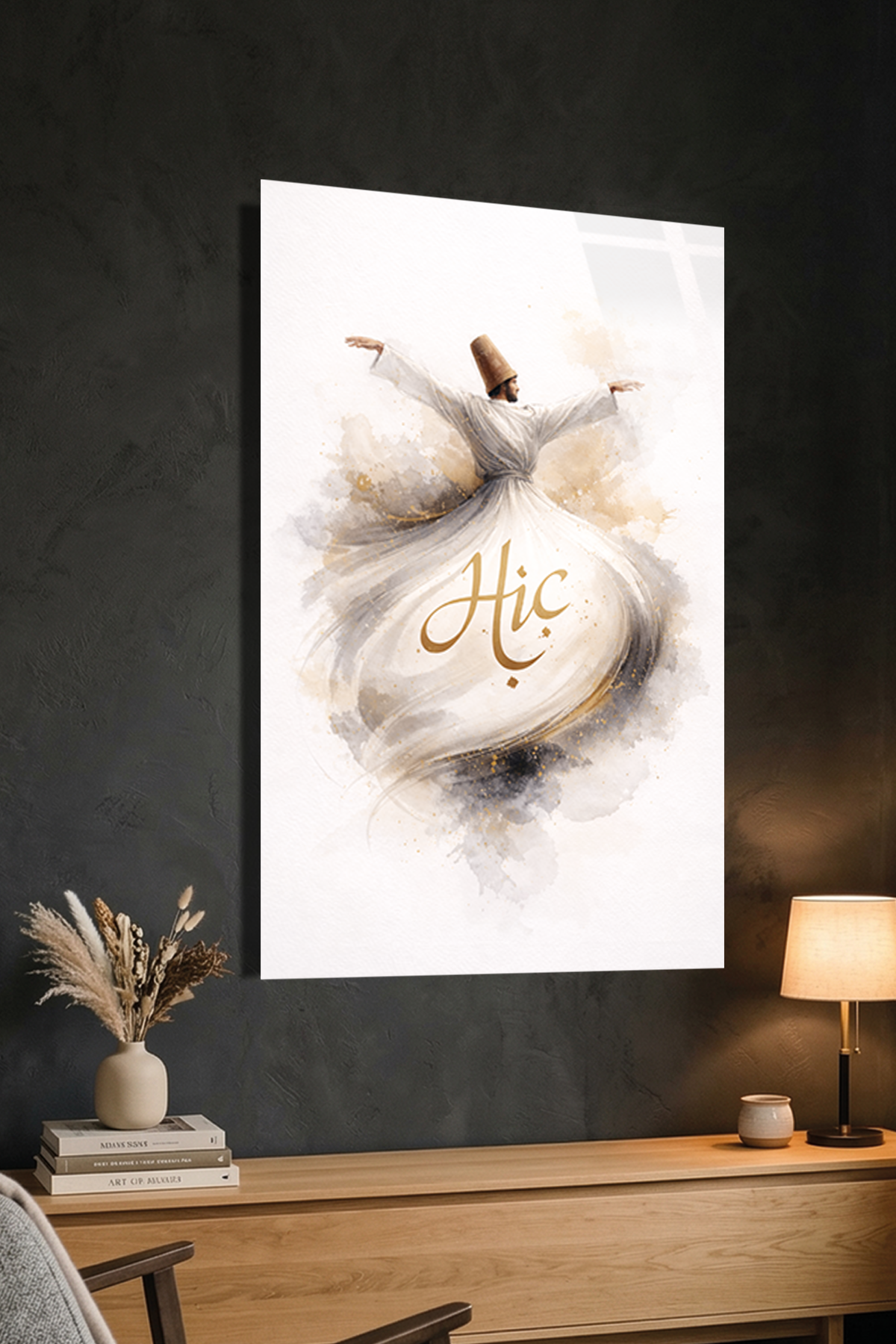 'Hiç' Yazılı Mevlana Cam Tablo | Vitraum