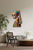 İncili Kız Tablosu Modern Pop Art ve Gözlüklü Metal Tablo