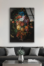 Jan Davidsz de Heem Meyve ve Çiçek Festonu Cam Tablo
