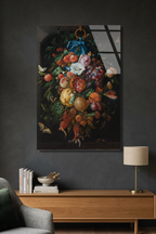 Jan Davidsz de Heem Meyve ve Çiçek Festonu Cam Tablo