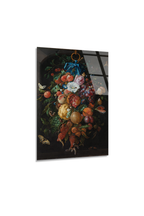 Jan Davidsz de Heem Meyve ve Çiçek Festonu Cam Tablo