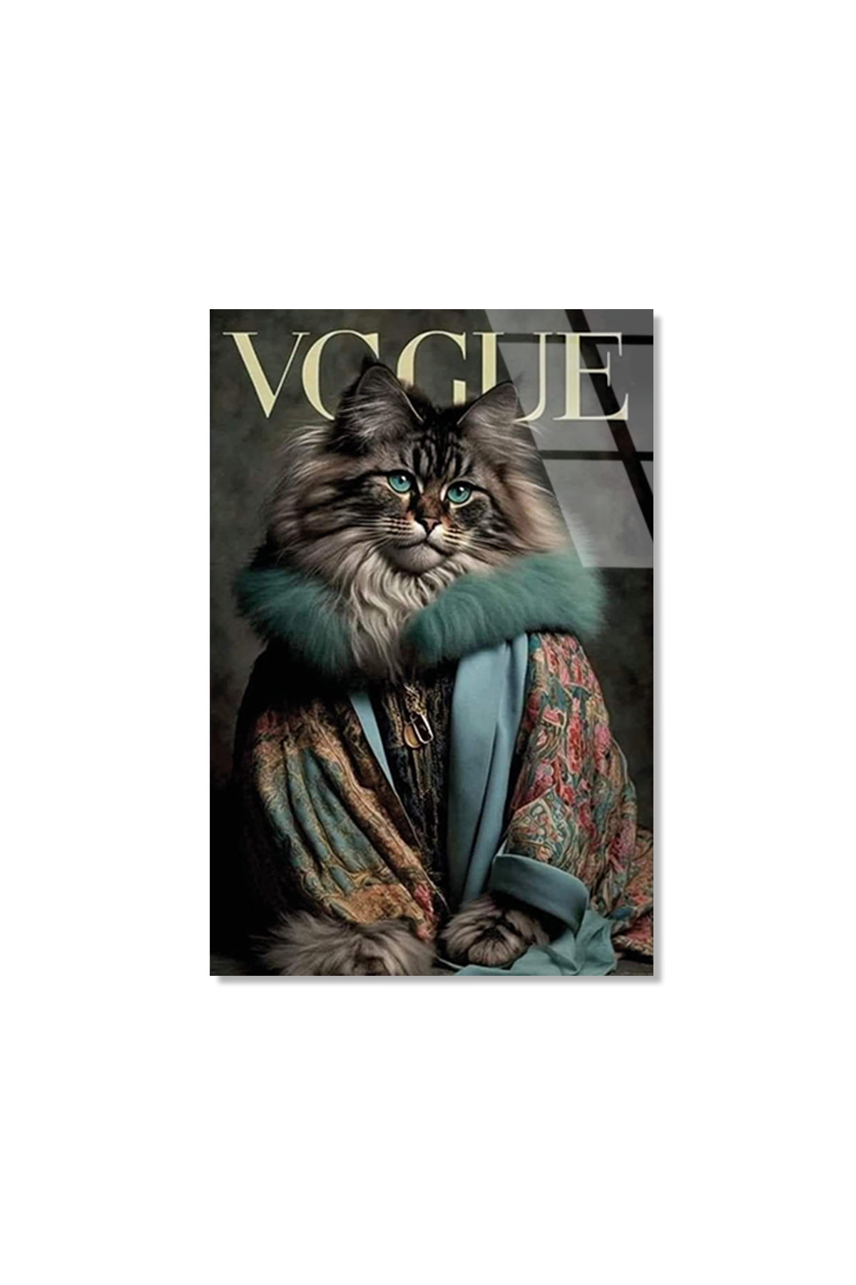 Karizmatik Kedi Portresi Cam Tablo – Farklı Boyut Görünümü