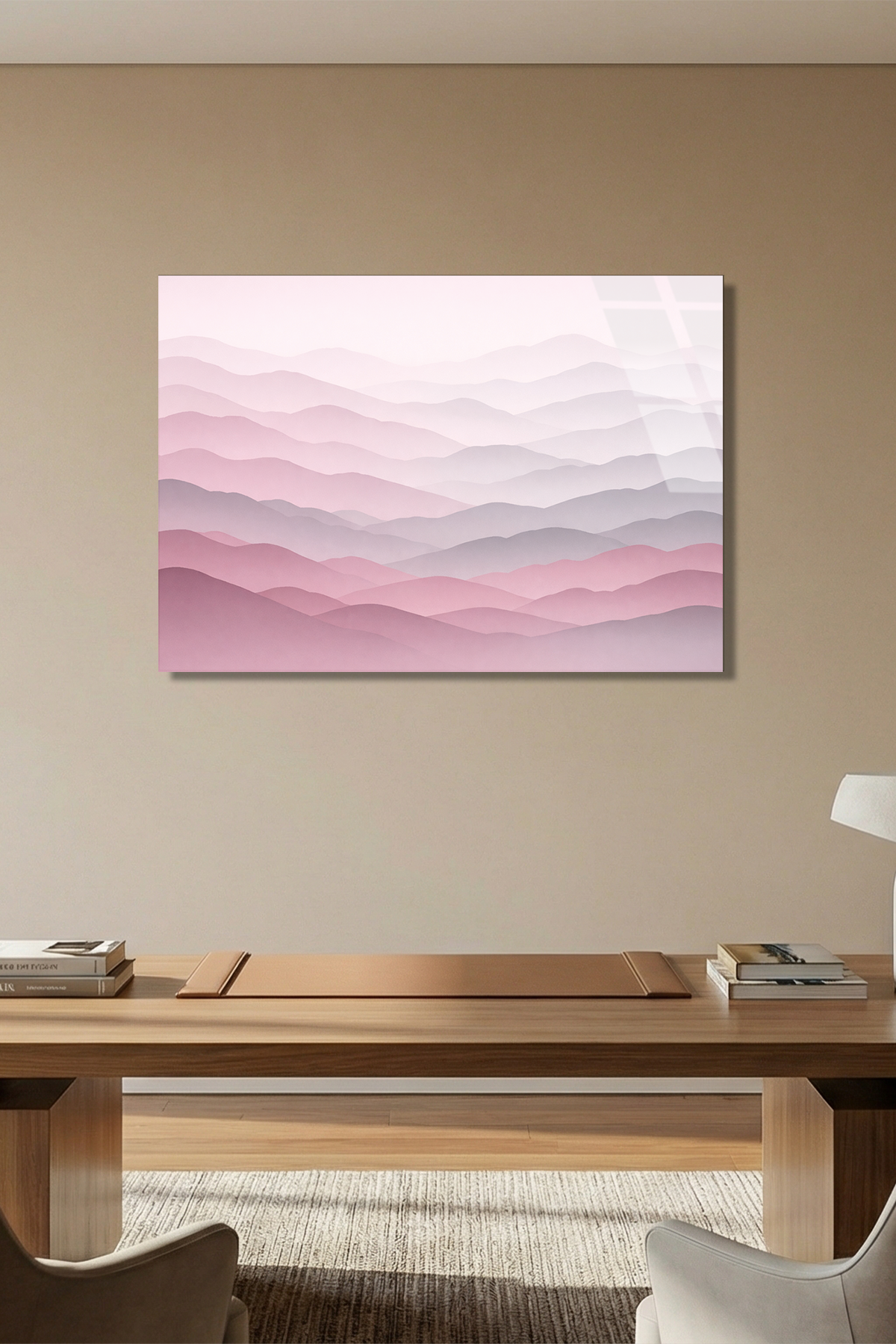 Katmanlı Pastel Tepeler Cam Tablo | Vitraum