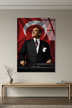 Kemal Atatürk ve Türk Bayrağı Cam Tablo | Vitraum