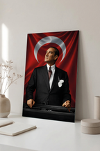 Kemal Atatürk ve Türk Bayrağı Cam Tablo | Vitraum