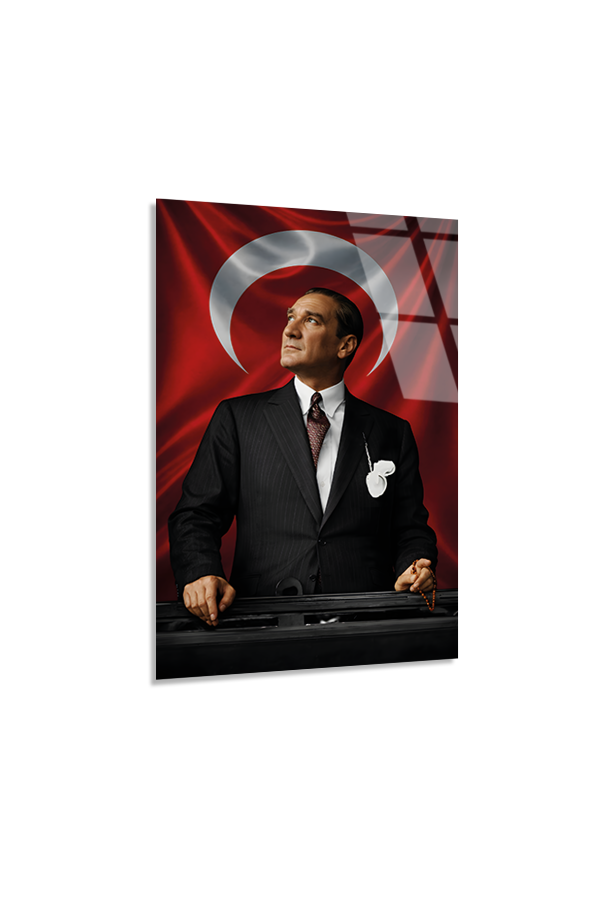 Kemal Atatürk ve Türk Bayrağı Cam Tablo | Vitraum