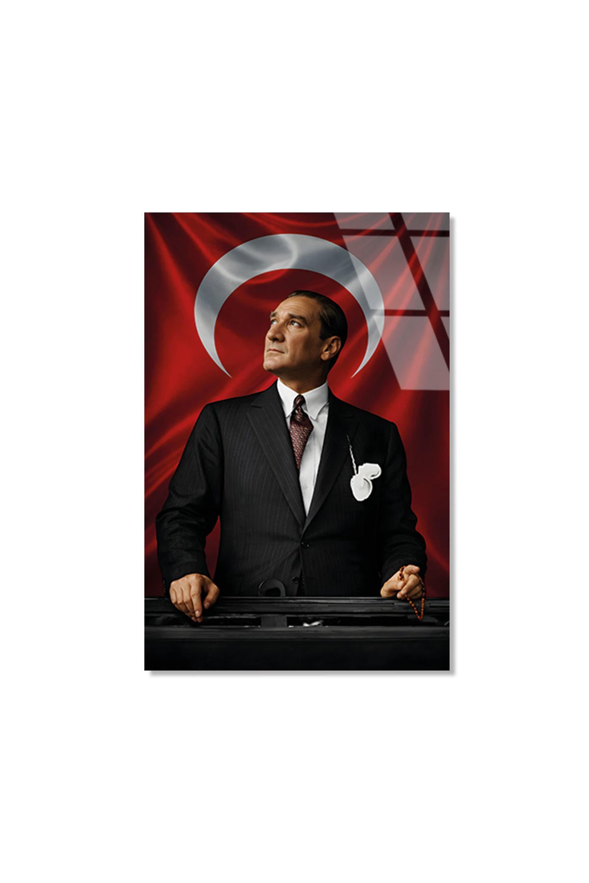 Kemal Atatürk ve Türk Bayrağı Cam Tablo | Vitraum