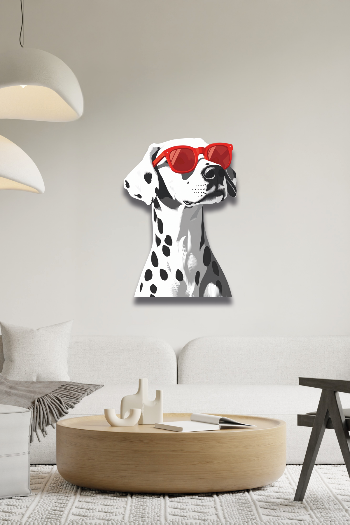 Kırmızı Güneş Gözlüklü Dalmaçyalı Köpek Metal Tablo