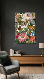 Klasik Sanat Çiçek Bahçesi Dekoratif Cam Tablo | Vitraum