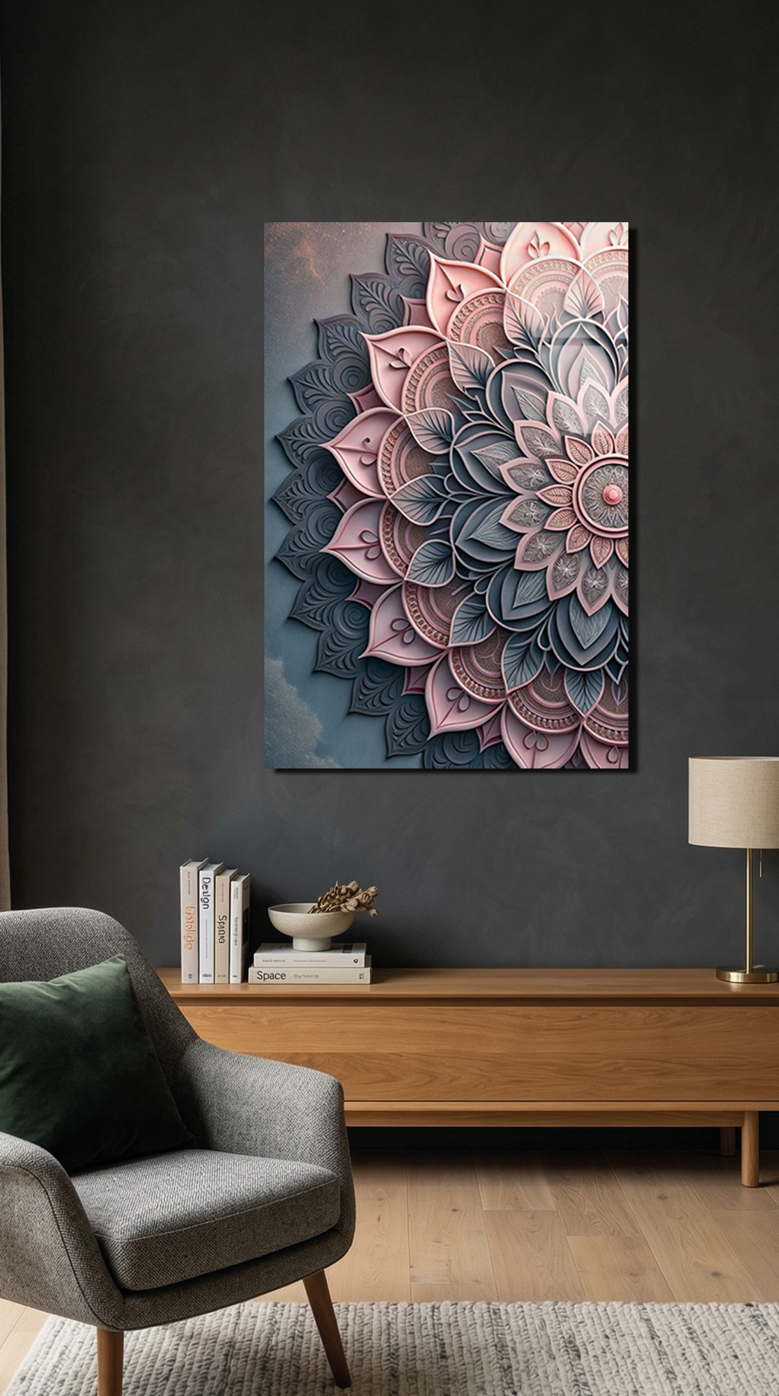 Mandala Desenli Mistik Duvar Dekoru Cam Tablo | Vitraum