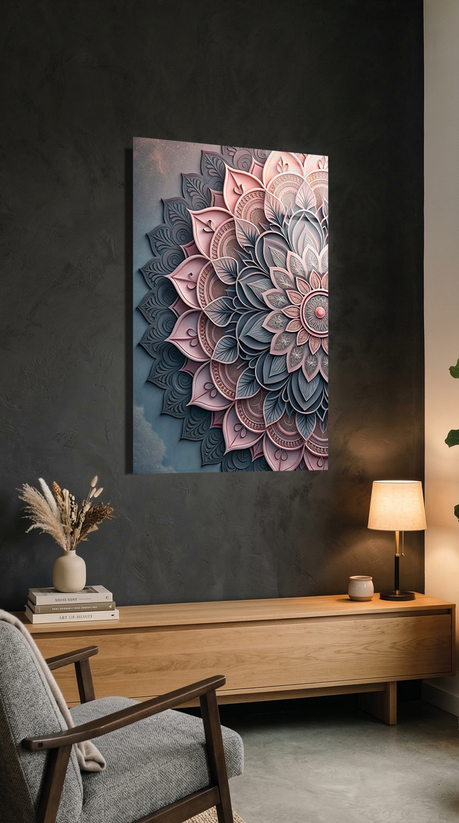 Mandala Desenli Mistik Duvar Dekoru Cam Tablo | Vitraum