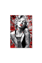 Marilyn Monroe Pop Art Siyah Beyaz Kırmızı Cam Tablo | Vitraum