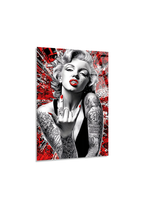 Marilyn Monroe Pop Art Siyah Beyaz Kırmızı Cam Tablo | Vitraum