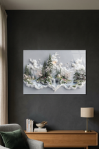 Masalsı Orman Evi ve Şelale Modern Minimalist Manzara Yatay Cam Tablo